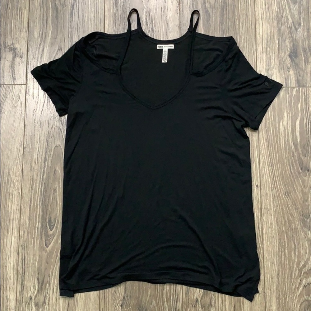 PINK Cold Shoulder Short Sleeve Tee